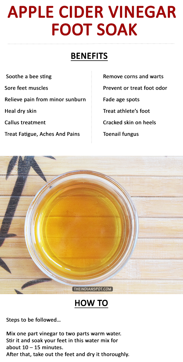 apple cider vinegar foot soak - benefits and recipes