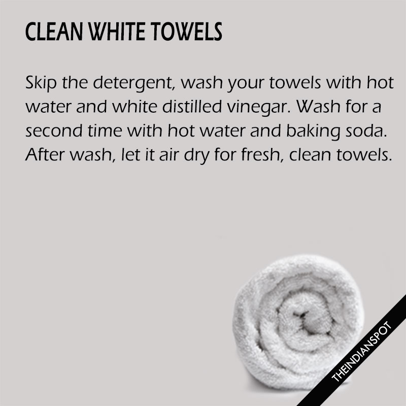 clean white towels with baking soda and vinegar