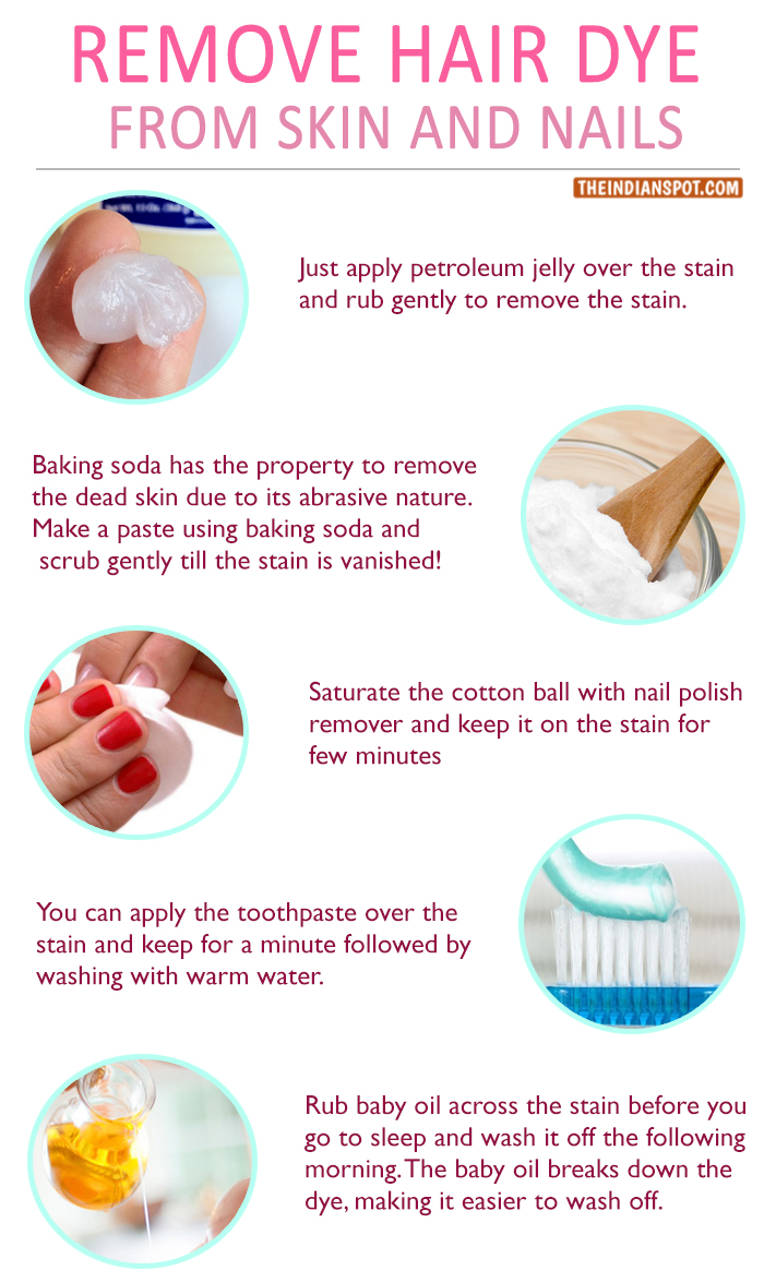 REMOVE HAIR COLOUR FROM SKIN AND NAILS