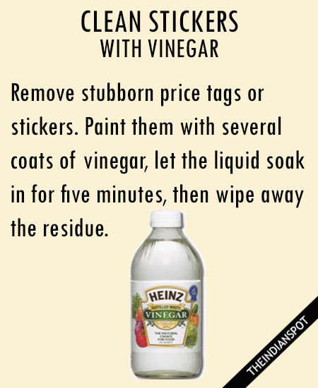 CLEAN STICKERS AND TAGS WITH VINEGAR