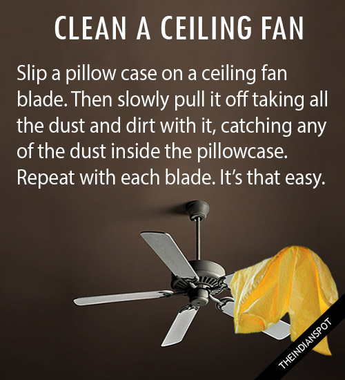 CLEAN CEILING FAN WITH PILLOW COVER