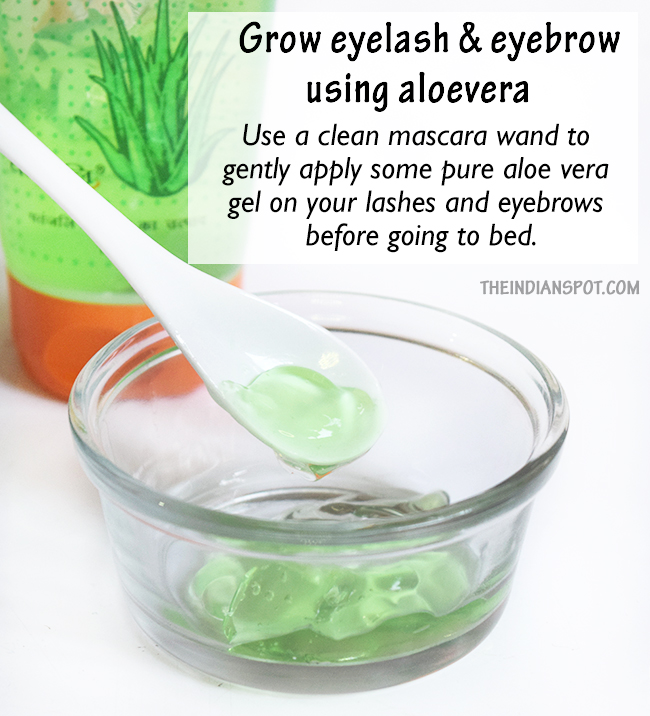 Overnight eyelash and eyebrow growth using aloe vera