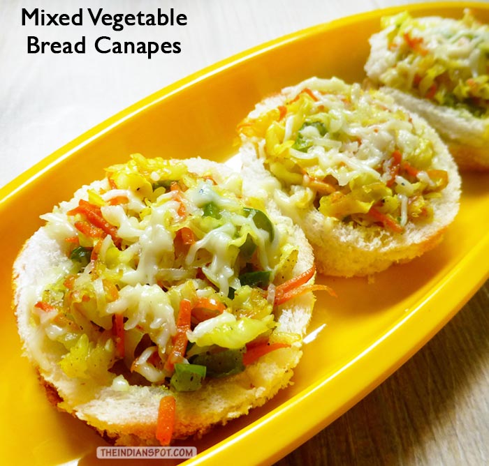 Easy Mixed Vegetable Bread Canapes Recipe