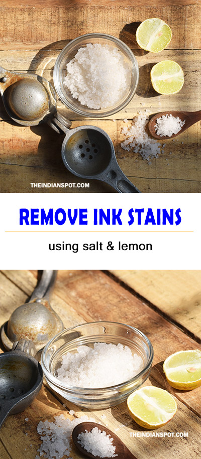 REMOVE INK STAINS WITH LEMON JUICE AND SALT