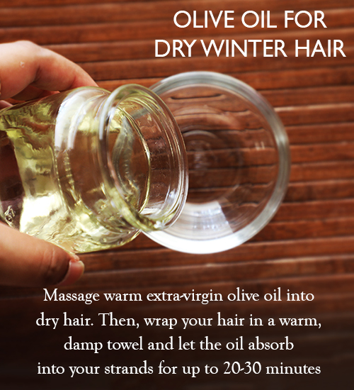 Treat dry winter hair with hot olive oil hair treatment